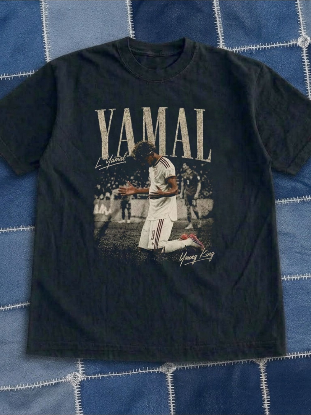 Yamal 'Young King' Graphic Tee - Black with White Print